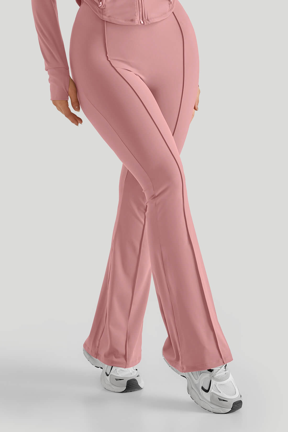 High Waisted Slim Fit Flare Leg Pants