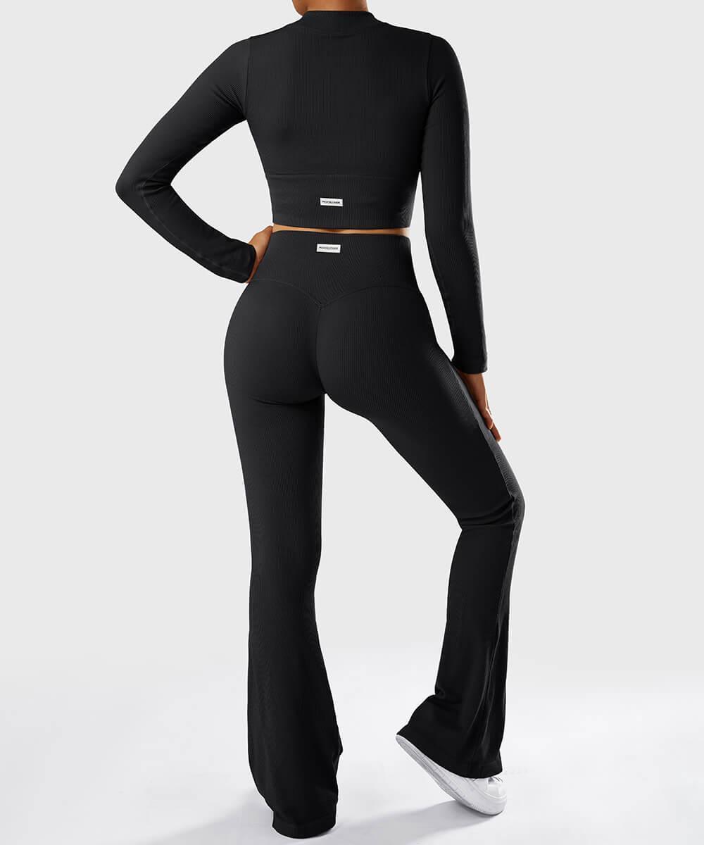 Ribbed Two-Way Zipper Yoga Top - MOOSLOVER