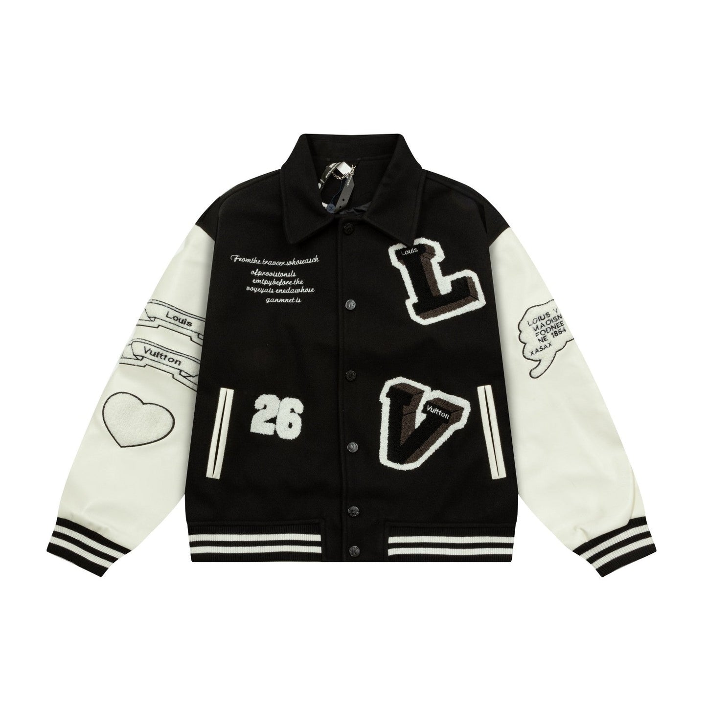 1111 New top of the line flocking alphabet embroidery patchwork baseball jacket