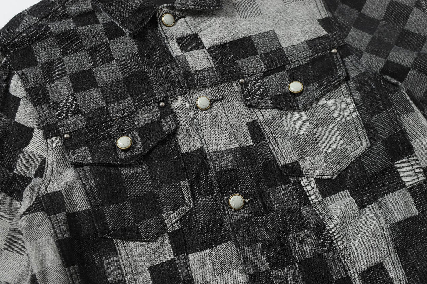 250404 New high-quality black checkered denim jacket
