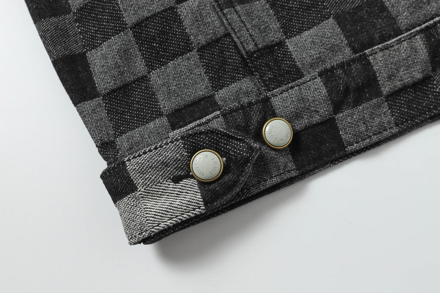 250404 New high-quality black checkered denim jacket