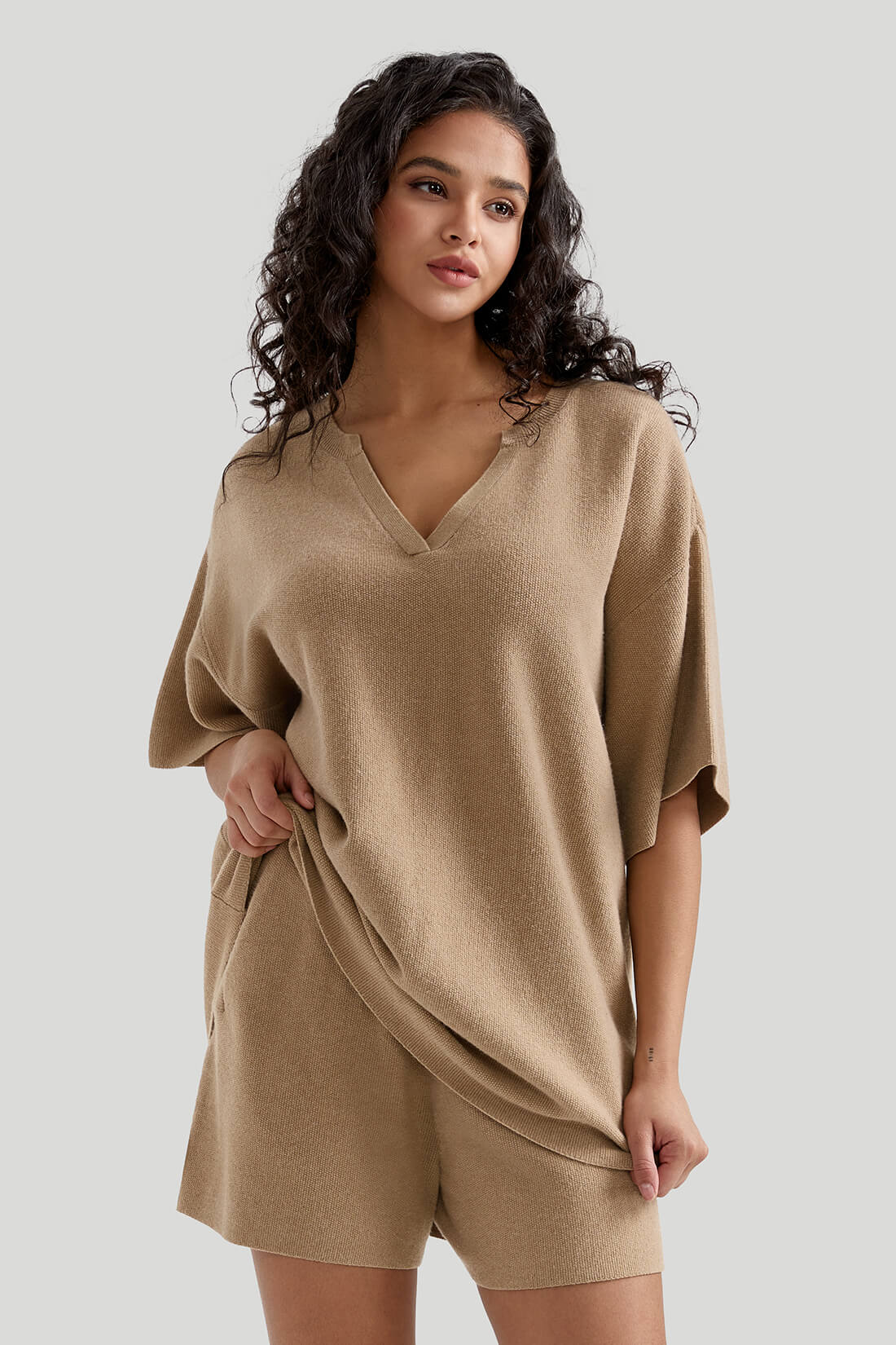 Oversized V-neck Loungewear Set