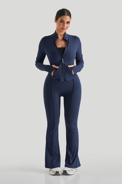 High Neck Slim Fit Flare Leg Casual Set