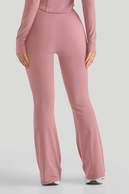 High Waisted Slim Fit Flare Leg Pants