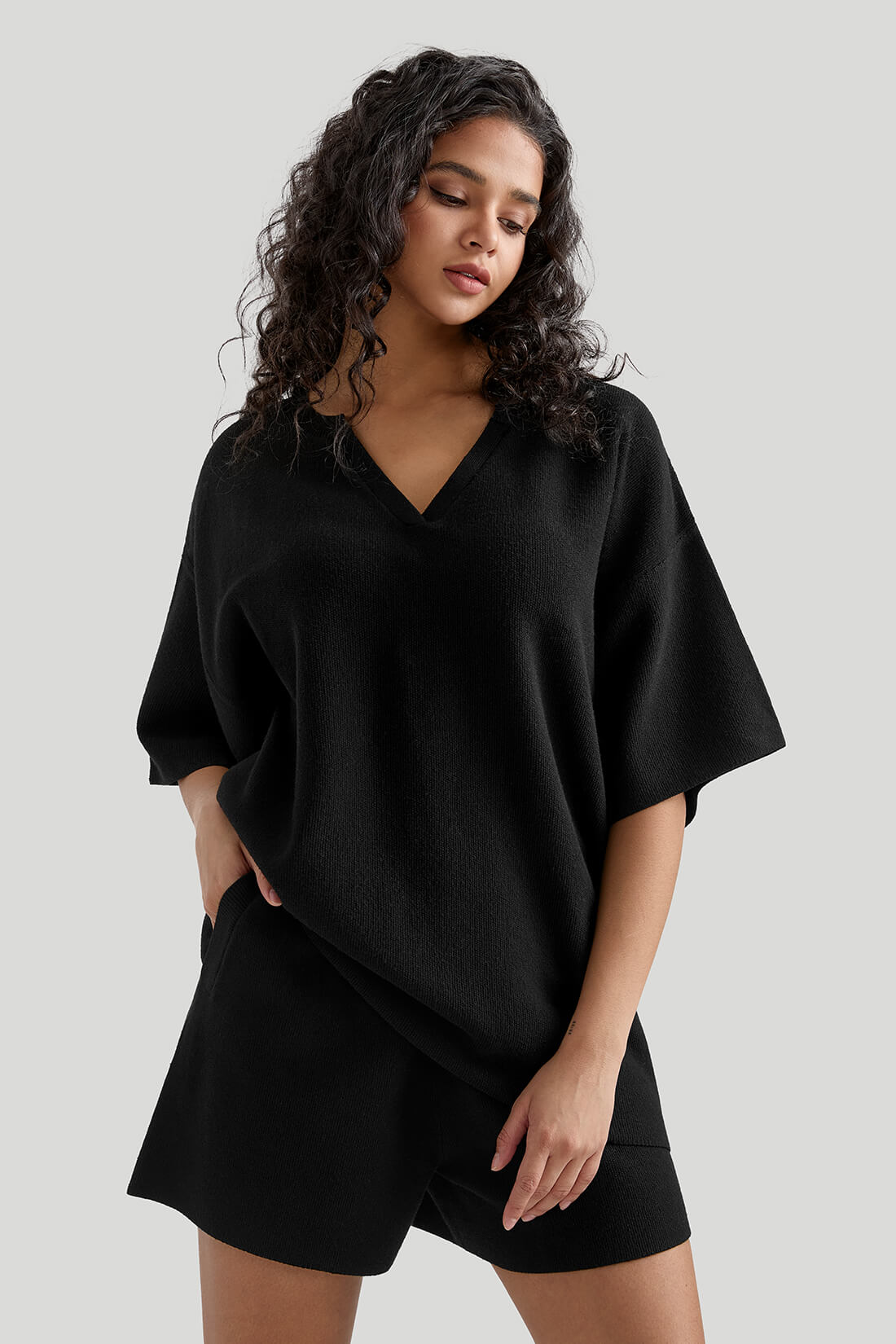 Oversized V-neck Loungewear Set