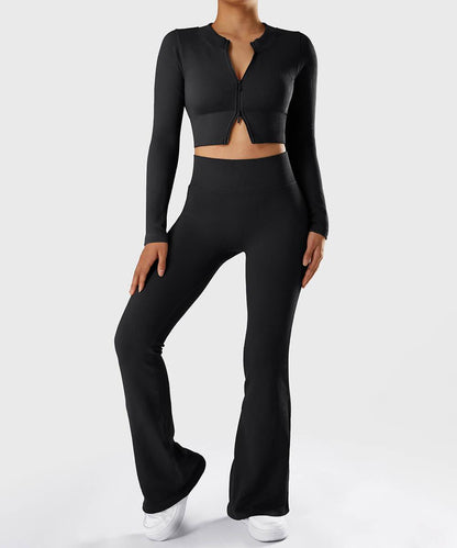 Ribbed Two-Way Zipper Yoga Top - MOOSLOVER