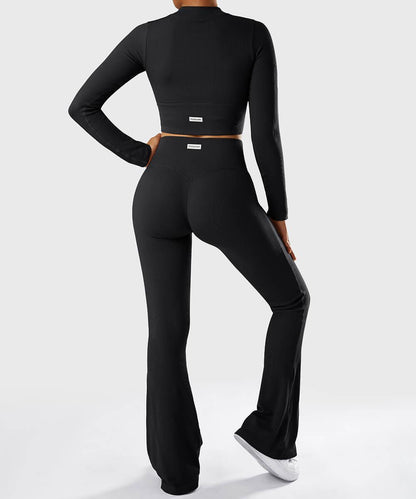 Ribbed Two-Way Zipper Yoga Top - MOOSLOVER